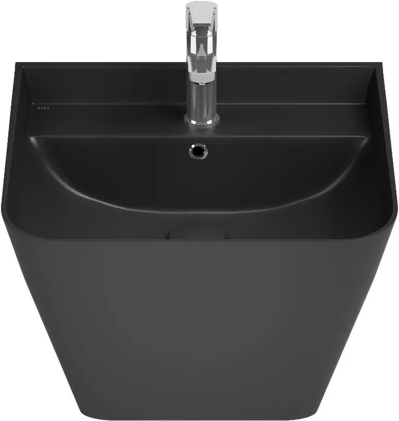 Isvea Sott Aqua hangende wastafel 50cm zwart mat