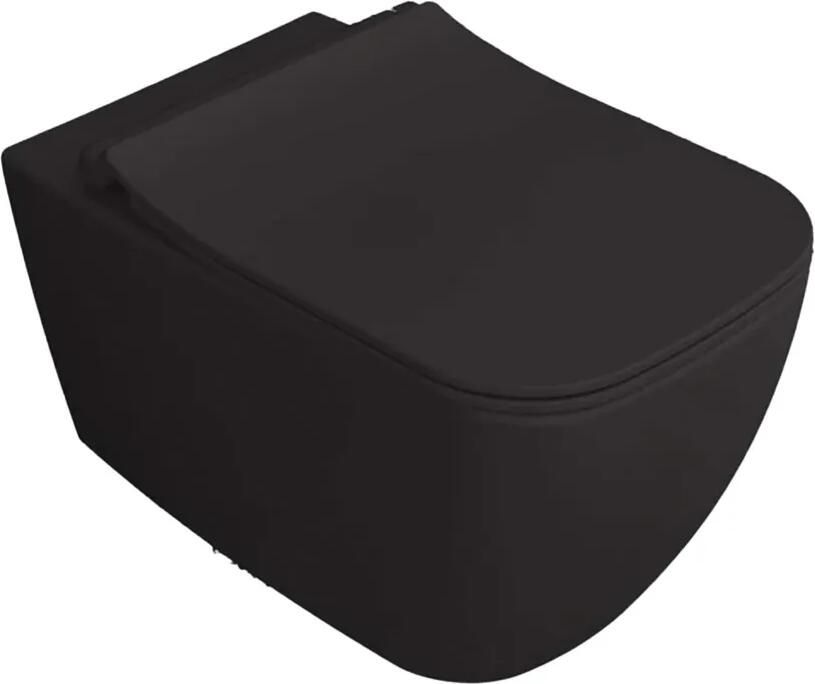 Isvea Vea hangend toilet randloos 34.5x52cm zwart mat