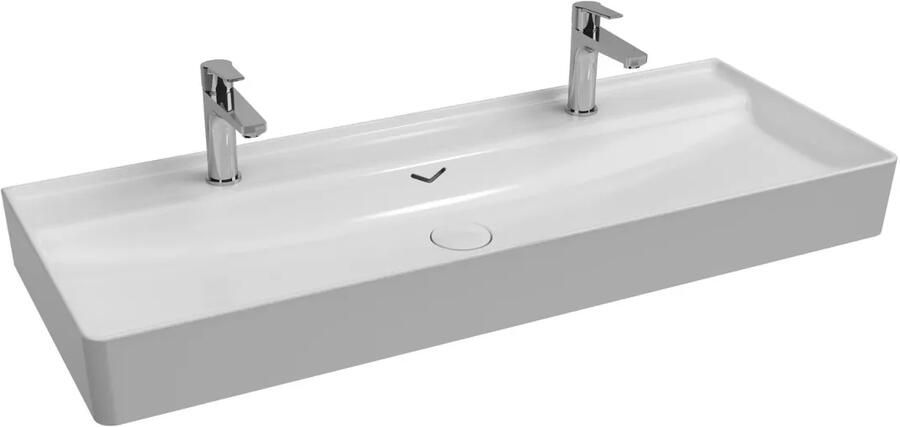 Isvea Vea opbouw wastafel met 2 kraangaten 120cm wit glans