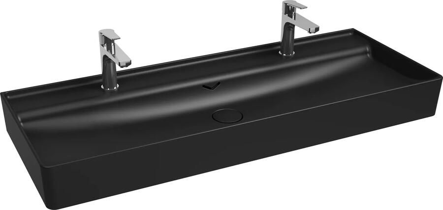 Isvea Vea opbouw wastafel met 2 kraangaten 120cm zwart mat