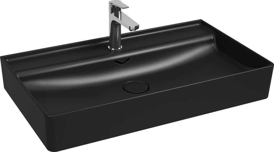 Isvea Vea opbouw wastafel met kraangat 100cm zwart mat