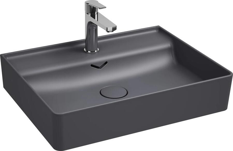 Isvea Vea opbouw wastafel met kraangat 60cm antraciet