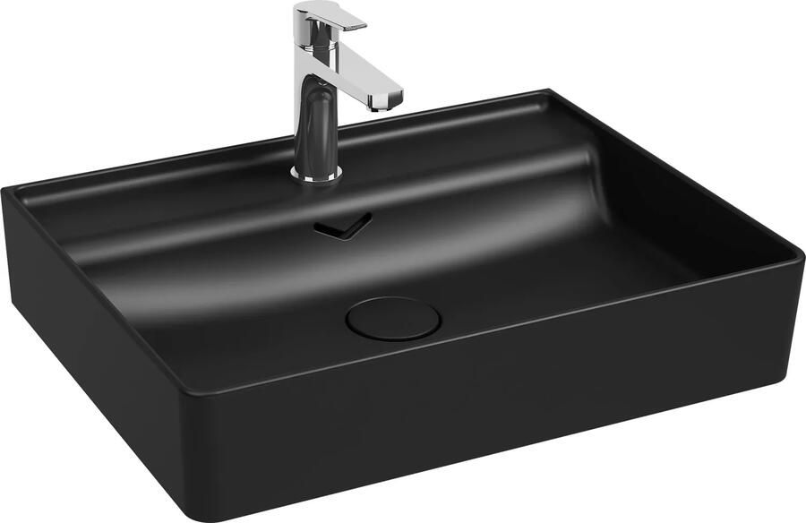 Isvea Vea opbouw wastafel met kraangat 60cm zwart mat