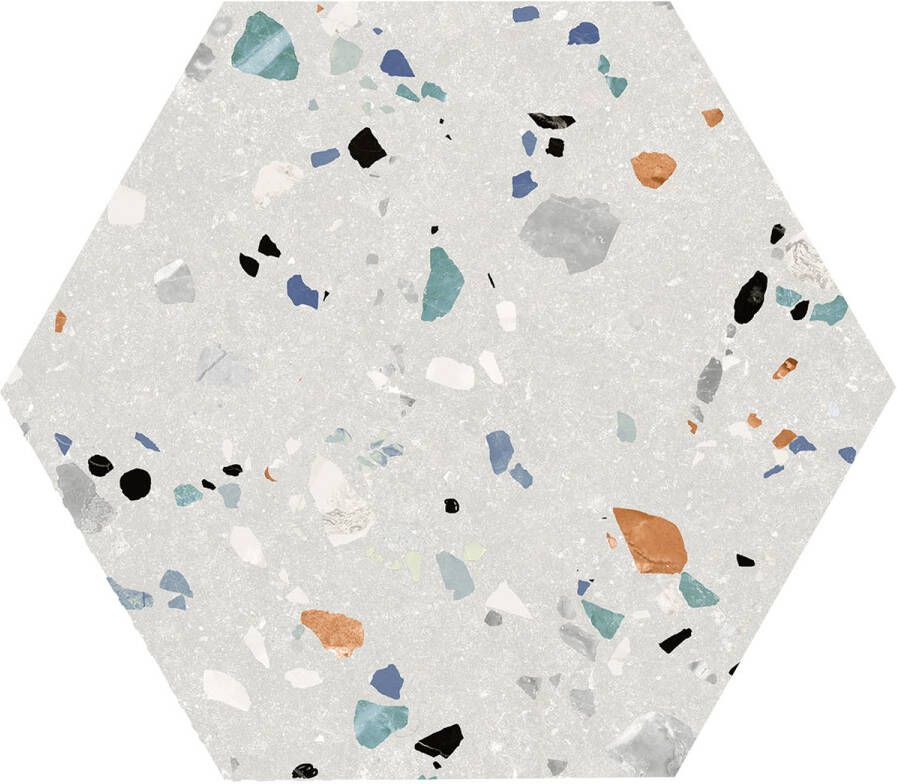 Jabo Gobi Bianco wandtegel hexagon 20x24cm gerectificeerd