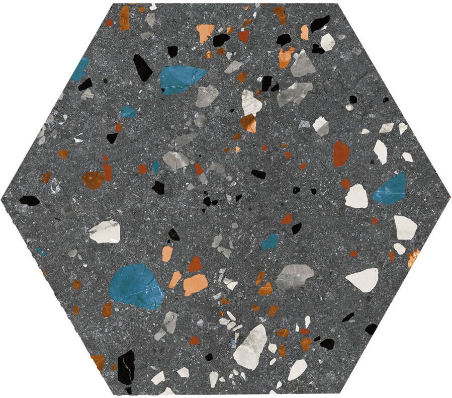 Jabo Gobi Nero wandtegel hexagon 20x24cm gerectificeerd