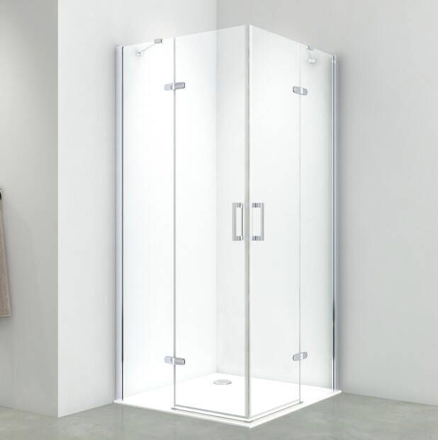 Kerra Flow vierkante douchecabine 80x80cm chroom