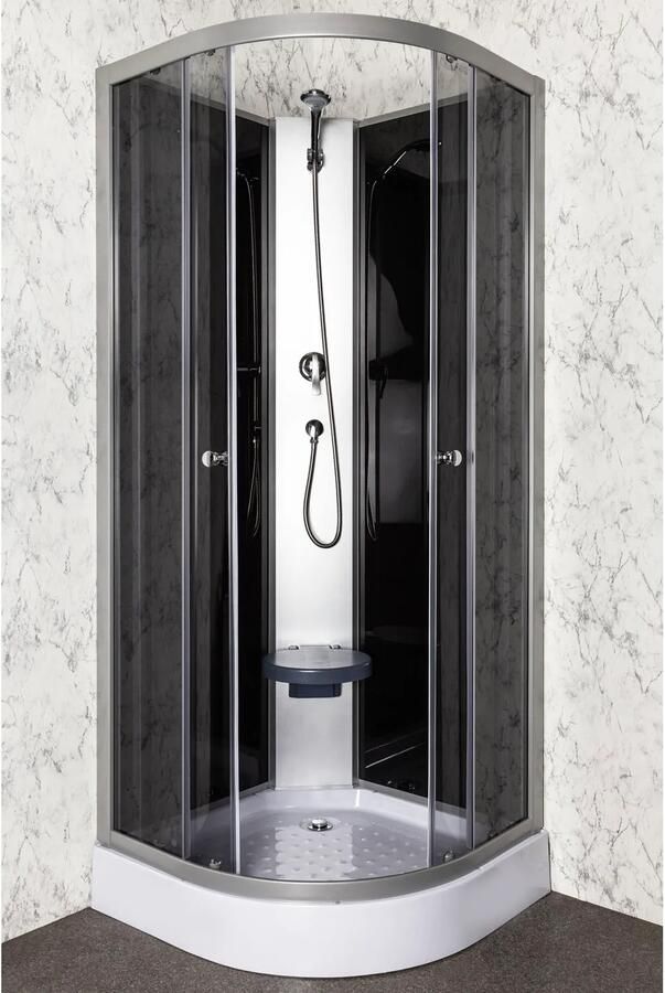 Kerra Evora complete douchecabine met zitting 90x90cm zwart