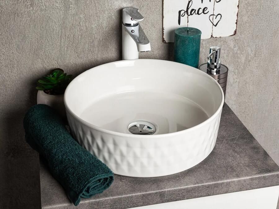 Kerra KR704 waskom rond glans wit 36x36x12cm