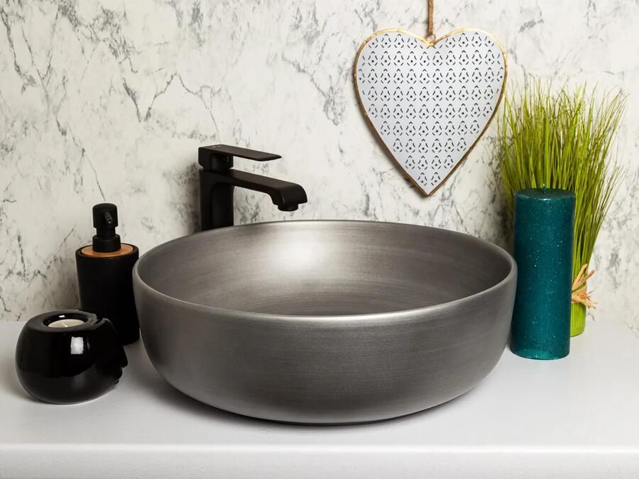 Kerra KR98 waskom rond zilver 41.5x41.5x13cm