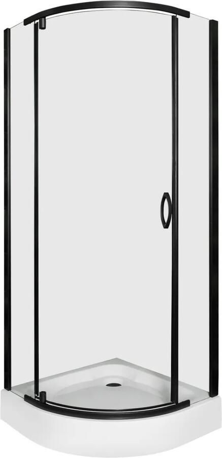 Kerra Splash douchecabine 89x89cm kwartrond inclusief douchebak zwart mat