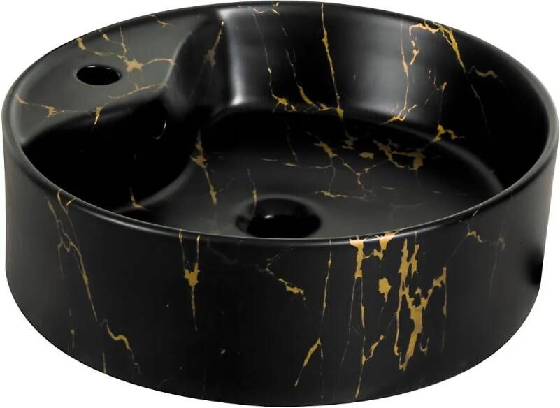 Kerra KR 138 keramische waskom 46cm zwart goud