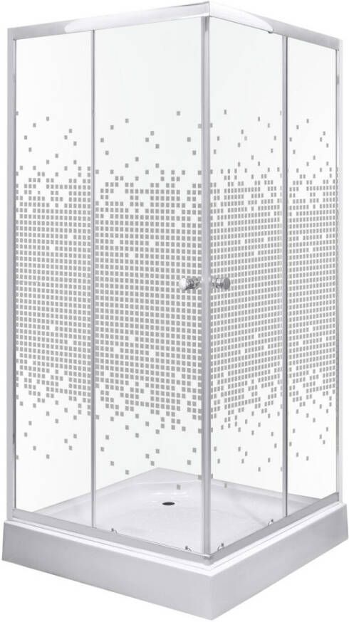 Kerra Pixel douchecabine vierkant 80x80cm chroom met douchebak