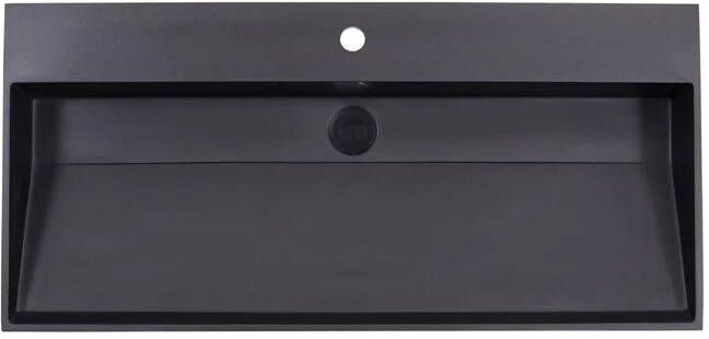 Lambini Designs Arona wastafel quartz 100cm met 2 kraangaten zwart mat