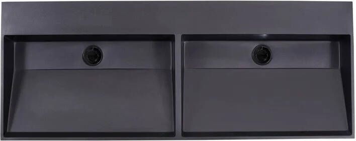 Lambini Designs Arona wastafel quartz 120cm dubbel zonder kraangat zwart mat