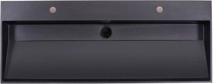 Lambini Designs Arona wastafel quartz 120cm enkel met 2 kraangaten zwart mat