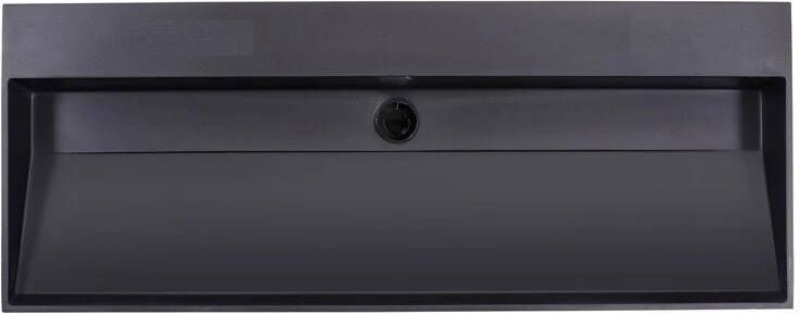 Lambini Designs Arona wastafel quartz 120cm enkel zonder kraangat zwart mat