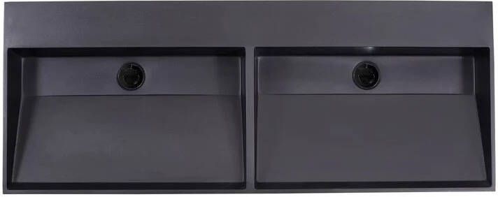 Lambini Designs Arona wastafel quartz 140cm dubbel zonder kraangat zwart mat