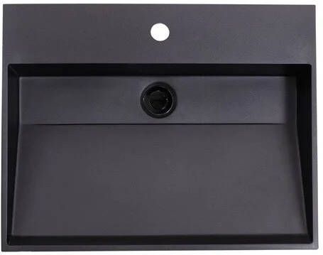 Lambini Designs Arona wastafel quartz 60cm met kraangat zwart mat