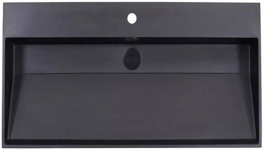 Lambini Designs Arona wastafel quartz 80cm met kraangat zwart mat