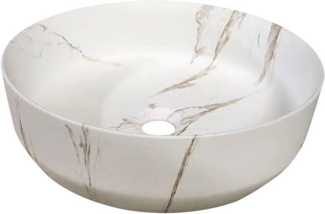 Lambini Designs Color Line ronde waskom 39x12cm witte marmerlook