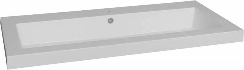 Lambini Designs Como wastafel mineraalmarmer 100cm met 2 kraangaten wit glans