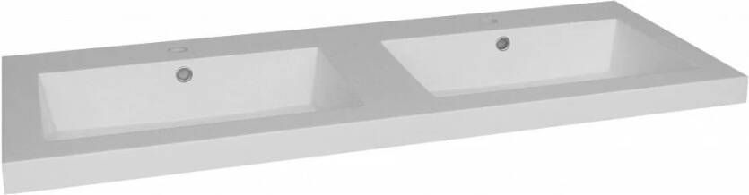Lambini Designs Como wastafel mineraalmarmer 140cm dubbel met kraangaten wit glans