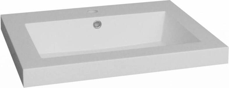 Lambini Designs Como wastafel mineraalmarmer 60cm met kraangat wit glans