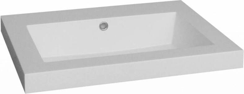 Lambini Designs Como wastafel mineraalmarmer 60cm zonder kraangat wit glans