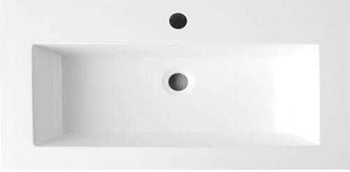 Lambini Designs Copparo compacte wastafel mineraalmarmer 100cm met 2 kraangaten wit glans