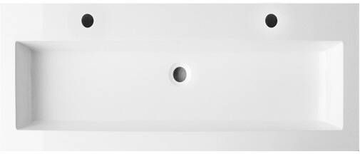 Lambini Designs Copparo compacte wastafel mineraalmarmer 120cm met 2 kraangaten wit glans