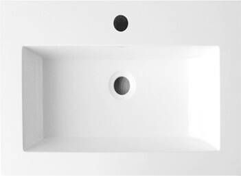 Lambini Designs Copparo compacte wastafel mineraalmarmer 60cm met kraangat wit glans