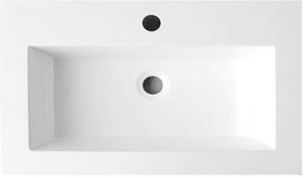 Lambini Designs Copparo compacte wastafel mineraalmarmer 80cm met kraangat wit glans