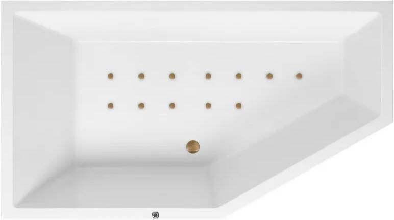 Lambini Designs Florence bubbelbad 160x90cm elektronisch links met 12 aerojets goud