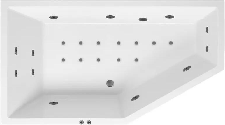 Lambini Designs Florence bubbelbad 160x90cm elektronisch links met 6+4+2 hydrojets en 12 aerojets RVS