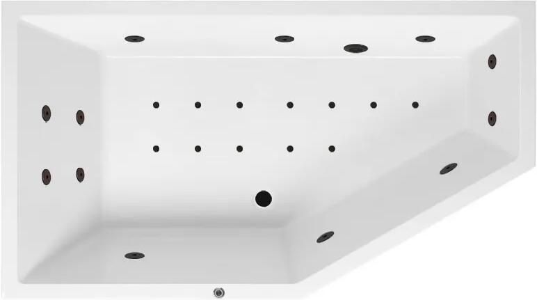 Lambini Designs Florence bubbelbad 160x90cm elektronisch links met 6+4+2 hydrojets en 12 aerojets zwart