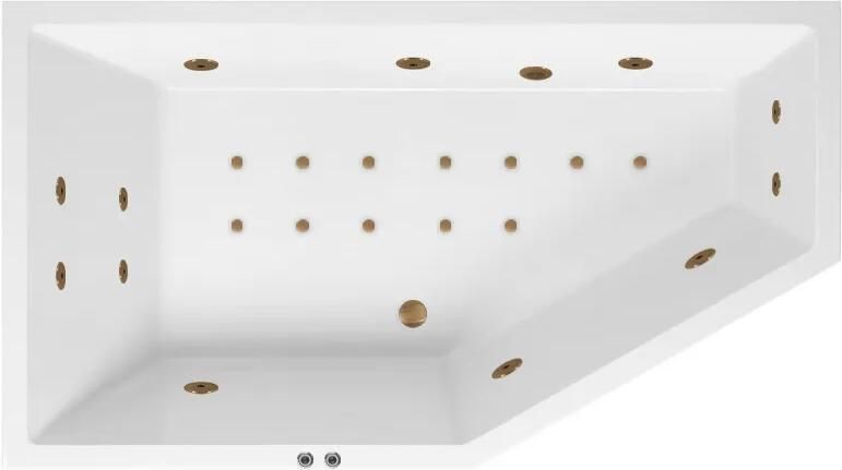 Lambini Designs Florence bubbelbad 160x90cm elektronisch links met 6+4+2 hydrojets en 12 aerojets goud