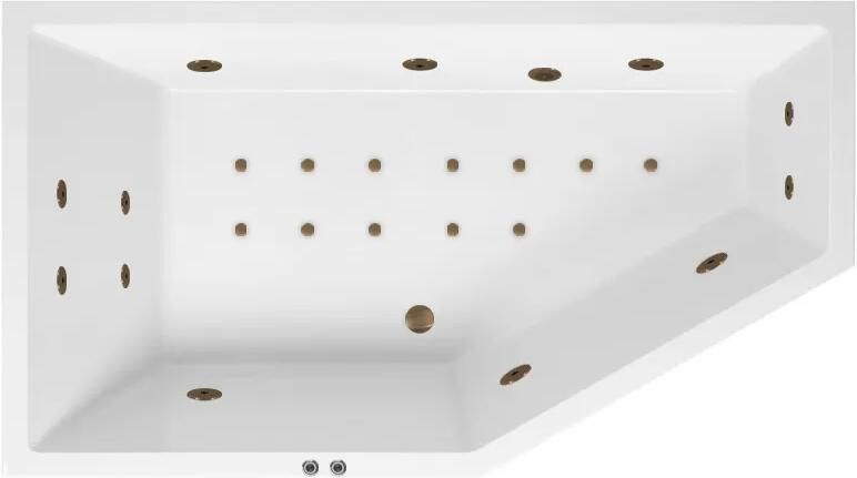 Lambini Designs Florence bubbelbad 160x90cm elektronisch links met 6+4+2 hydrojets en 12 aerojets rose goud