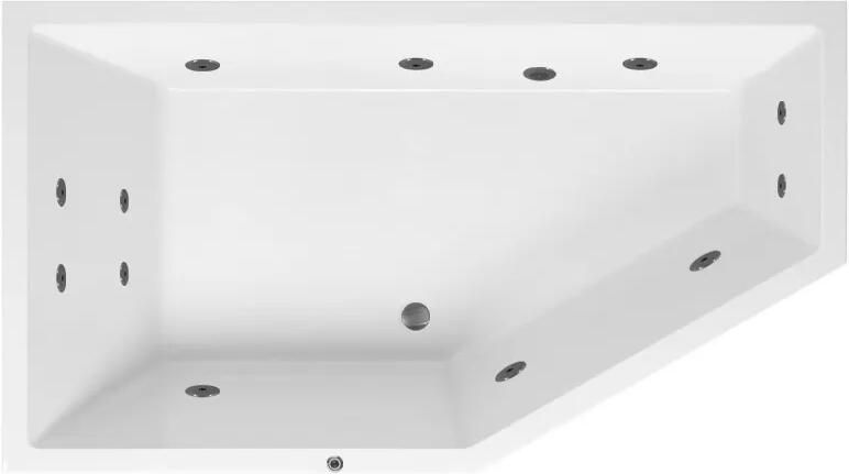 Lambini Designs Florence bubbelbad 160x90cm elektronisch links met 6+4+2 hydrojets RVS