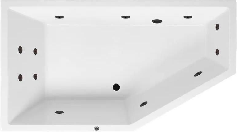 Lambini Designs Florence bubbelbad 160x90cm elektronisch links met 6+4+2 hydrojets zwart