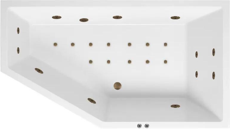 Lambini Designs Florence bubbelbad 160x90cm elektronisch rechts met 6+4+2 hydrojets en 12 aerojets rose goud