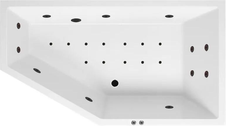 Lambini Designs Florence bubbelbad 160x90cm elektronisch rechts met 6+4+2 hydrojets en 12 aerojets zwart