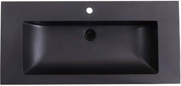 Lambini Designs Lugano wastafel quartz 100cm met kraangat zwart mat