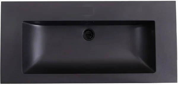 Lambini Designs Lugano wastafel quartz 100cm zonder kraangat zwart mat