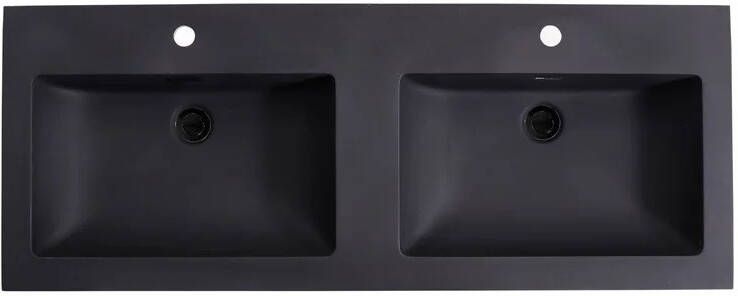 Lambini Designs Lugano wastafel quartz 120cm dubbel met 2 kraangaten zwart mat