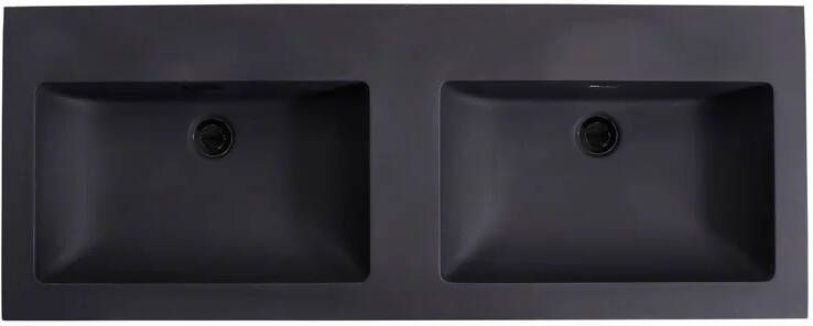 Lambini Designs Lugano wastafel quartz 120cm dubbel zonder kraangat zwart mat