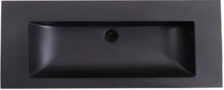 Lambini Designs Lugano wastafel quartz 120cm enkel zonder kraangat zwart mat