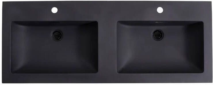 Lambini Designs Lugano wastafel quartz 140cm dubbel met 2 kraangaten zwart mat