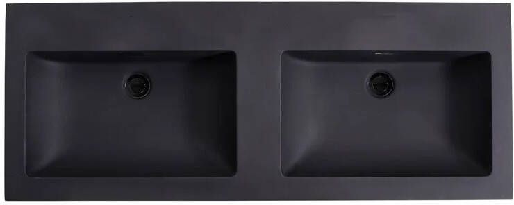 Lambini Designs Lugano wastafel quartz 140cm dubbel zonder kraangat zwart mat