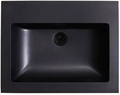 Lambini Designs Lugano wastafel quartz 60cm met kraangat zwart mat