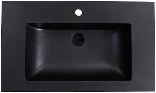 Lambini Designs Lugano wastafel quartz 80cm met kraangat zwart mat